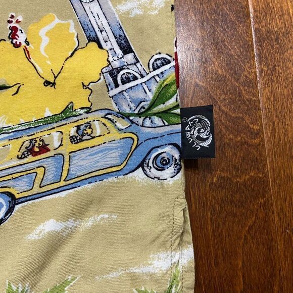 Uluwatu Casual Hawaiian Surf Beach Tan Multicolored Button Front Shirt Men's M - Picture 6 of 10